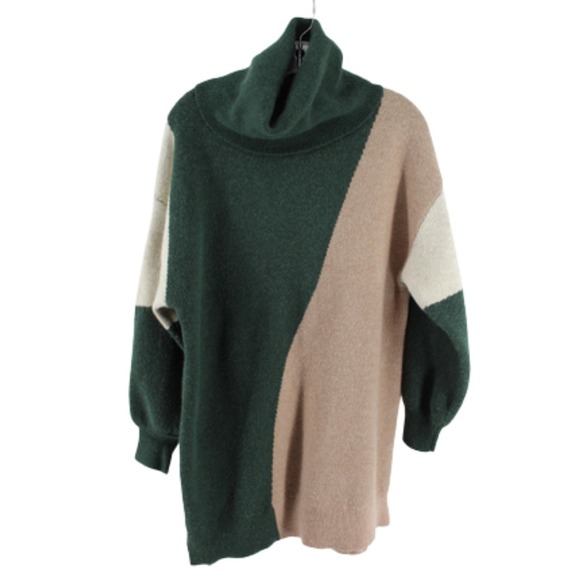 Blu Pepper Sweaters - Blu Pepper‎ Oversized Turtleneck Sweater Womens M Color Block Chunky Knit